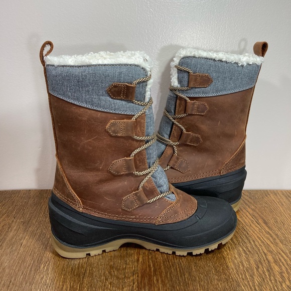 Kamik Snowgem Lace Up Waterproof Boot Women’s Size 7 Cognac - Picture 7 of 13